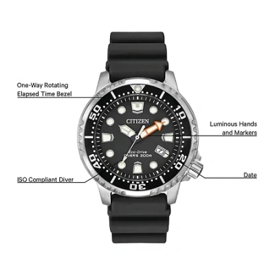 Citizen Eco-drive Promaster Mens Black Silicone Strap Watch Bn0150-28e In Orange