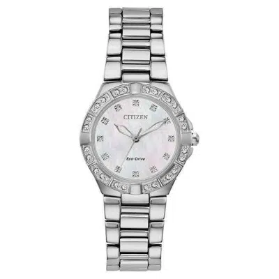 Pre-owned Citizen Em0830-52d Corso Eco-drive Mother-of-pearl Dial Diamond Watch $600
