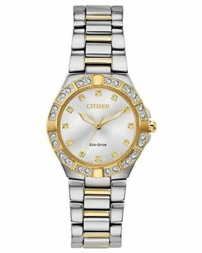 Pre-owned Citizen Em0834-51a Corso Eco-drive Diamond Gold & Silver Tone Watch $600