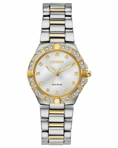 Pre-owned Citizen Em0834-51a Corso Eco-drive Gold & Silver Tone Diamond Watch $600