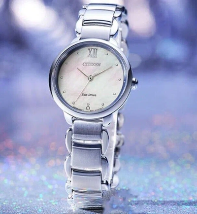 Pre-owned Citizen Em0920-86d Eco-drive Mother Of Pearl Dial Analog Ladies Dress Watch