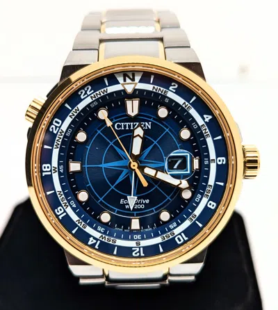 Pre-owned Citizen Endeavor Eco-drive Blue Dial Stainless Steel Dual Tone Watch Bj7144-52l