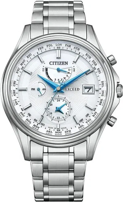 Pre-owned Citizen Exceed At9130-69w Titanium Solar Radio Eco-drive Watch Men Japan
