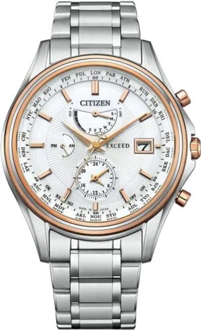 Pre-owned Citizen Exceed At9134-68w Titanium Solar Radio Eco-drive Watch Men Japan