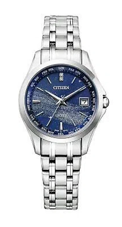 Pre-owned Citizen Exceed Ec1120-59m Milky Way Solor Radio Woman Analog Watch Titanium