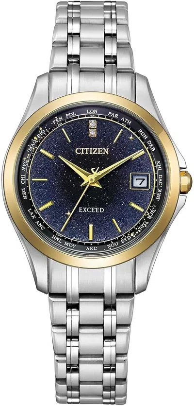 Pre-owned Citizen Exceed Ec1127-68l Milky Way Model Eco-drive Titanium Women's Watch