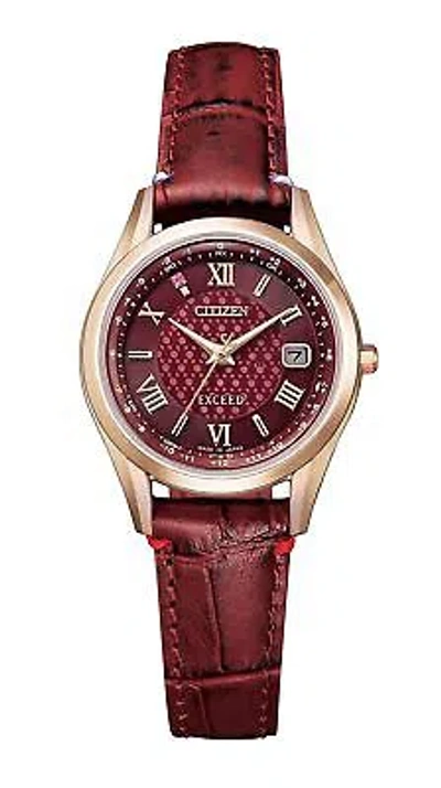 Pre-owned Citizen Exceed Es9378-01x Disney Collection Eco Drive Radio Watch Women's In Red