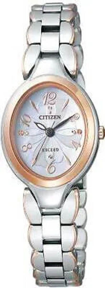 Pre-owned Citizen Exceed Ex2044-54w Eco-drive Silver Dial Watch Women's