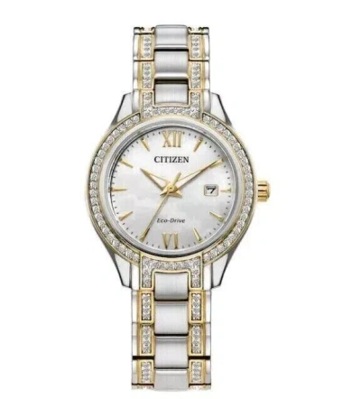 Pre-owned Citizen Fe1234-50d Silhouette Crystal Accented Mop Dial Women's Watch $475