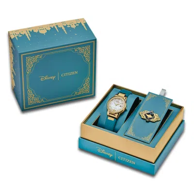 Pre-owned Citizen Ga1072-07d Jasmine Aladdin Disney Princess Crystal Watch & Pin Gift Set