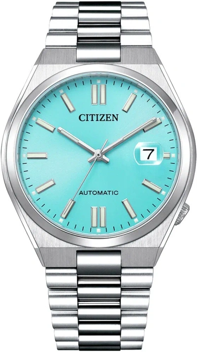 Pre-owned Citizen Gent Automatic Sunray Ice Blue Dial Sapphire Glass Watch Nj0151-88m