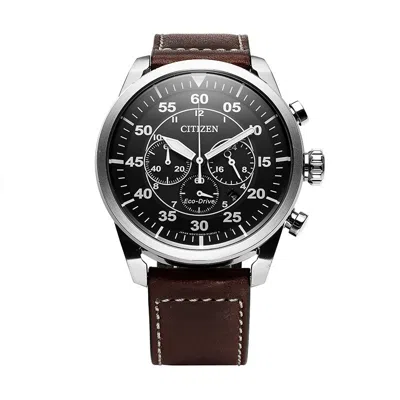 Pre-owned Citizen Genuine  Ca4210-16e Eco Drive Men's Watch Leather Band Chronograph 45mm