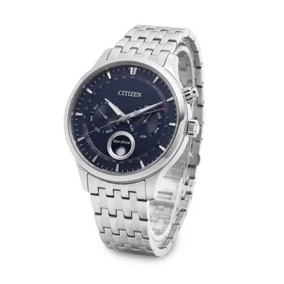 Pre-owned Citizen Genuine  Eco Drive Moon Phase Men's Watch Japan Stainless Steel 42mm Bl