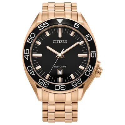 Citizen Sport Luxury Mens Rose Goldtone Stainless Steel Bracelet Watch Aw1773-55e