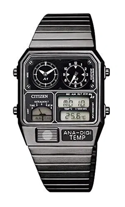Pre-owned Citizen Jg2105-93e Black Ana-digi Temp Reproduction Model Men Watch In Box