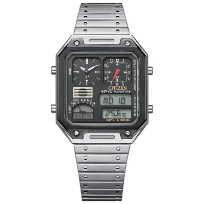 Pre-owned Citizen Jg2126-69e Record Label Ana-digi Thermo Sensor Quartz Unisex Watch