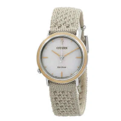Pre-owned Citizen L Ambiluna Eco-drive Beige Dial Ladies Watch Em1006-40a