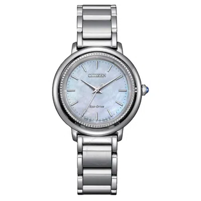 Citizen L Eco-drive Blue Mother Of Pearl Dial Ladies Watch Em1100-84d In Mother Of Pearl/blue/silver Tone