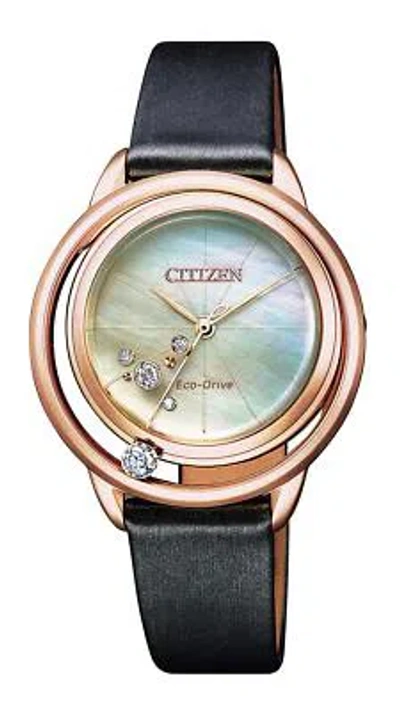 Pre-owned Citizen L Eco-drive Ew5522-20d Solor Women's Watch 2019 Model Black Leather