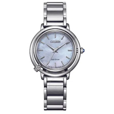 Citizen L Eco-drive Mother Of Pearl Dial Ladies Watch Em1090-60d In Mother Of Pearl/silver Tone