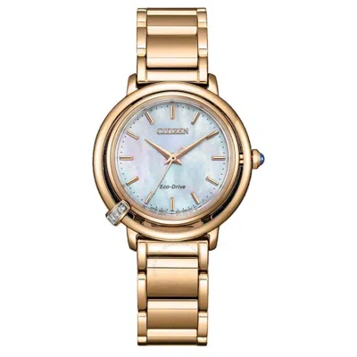 Citizen L Eco-drive Mother Of Pearl Dial Ladies Watch Em1093-61d In Mother Of Pearl/pink/rose Gold Tone/gold Tone