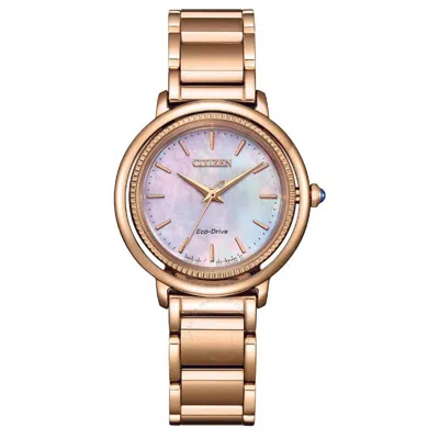 Citizen L Eco-drive Mother Of Pearl Dial Ladies Watch Em1103-86y In Mother Of Pearl/pink/rose Gold Tone/gold Tone