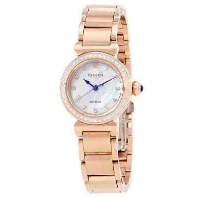Pre-owned Citizen L Mae Diamond White Mop Dial Ladies Watch Em1123-89d