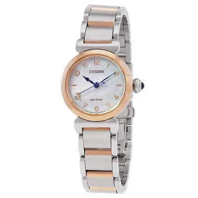 Pre-owned Citizen L Mae White Mop Dial Ladies Watch Em1136-87d