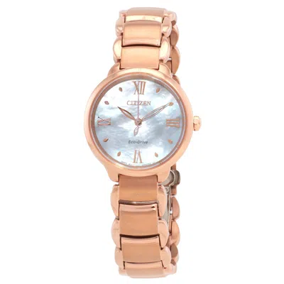 Citizen L Series Eco-drive Mother Of Pearl Dial Ladies Watch Em0928-84d In Mother Of Pearl/pink/rose Gold Tone/gold Tone