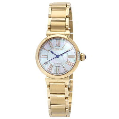 Citizen L Series Eco-drive Mother Of Pearl Dial Ladies Watch Em1063-89d In Gold Tone / Mother Of Pearl