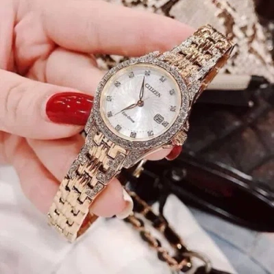 Pre-owned Citizen Ladies  Eco-drive Silhouette Rose Gold-tone Watch - Ew1228-53d