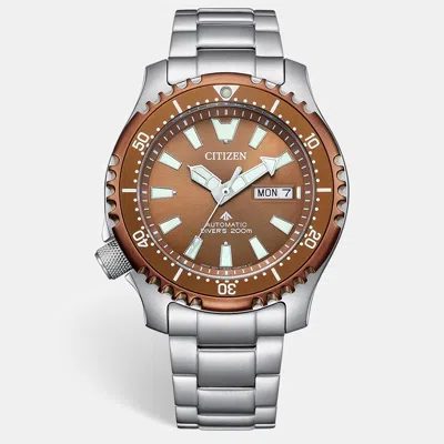 Pre-owned Citizen Limited Edition Promaster Marine Ny0164-65x Copper Color Dial Two Tone Stainless Steel Men's Wristwa In Silver