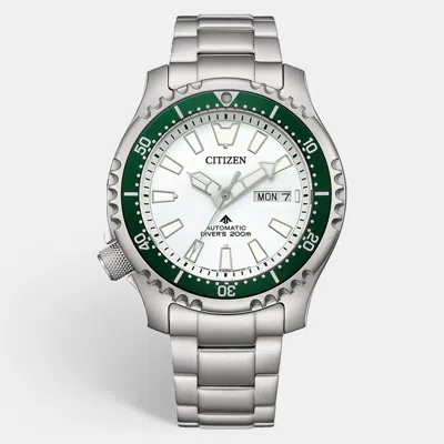 Pre-owned Citizen Limited Edition Promaster Marine Ny0168-64a White Dial Stainless Steel Men's Wristwatch 42 Mm In Silver