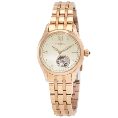 Citizen Luna Automatic Gold Dial Ladies Watch Pr1043-80p In Gold / Gold Tone / Rose / Rose Gold / Rose Gold Tone