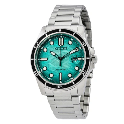 Citizen Marine 1810 Eco-drive Turquoise Dial Men's Watch Aw1816-89l In Black / Turquoise