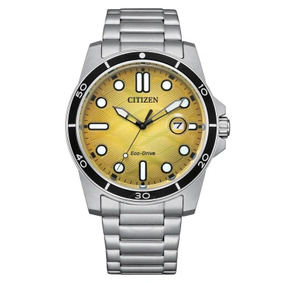 Citizen Marine 1810 Eco-drive Yellow Dial Men's Watch Aw1816-89x In Black / Yellow