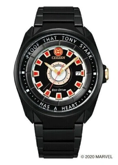 Pre-owned Citizen Marvel Special Model Aw1017-58w Tony Stark Men's Watch With Box