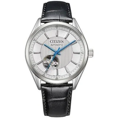 Pre-owned Citizen [] Mechanical Automatic Watch Waterproof Silver Open Heart Nh9111-11b Men In Black