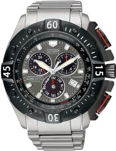 Pre-owned Citizen Men's Bl5345-59h Eco-drive Titanium Perpetual Calendar Watch