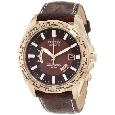 Pre-owned Citizen Men's Cb0003-08x World Perpetual A-t Watch Rose Gold
