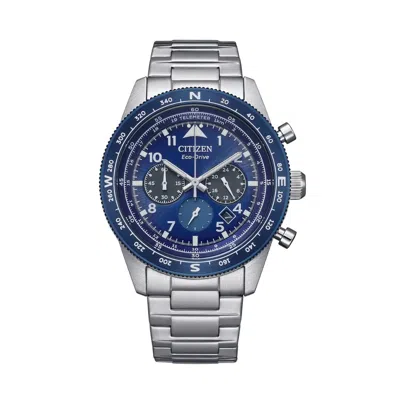 Pre-owned Citizen Men's Chronograph Eco-drive Blue Dial Watch - Ca4554-84l