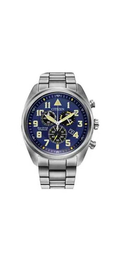 Pre-owned Citizen Men's  Garrison Super Titanium Pilot Chronograph Watch At2480-57l