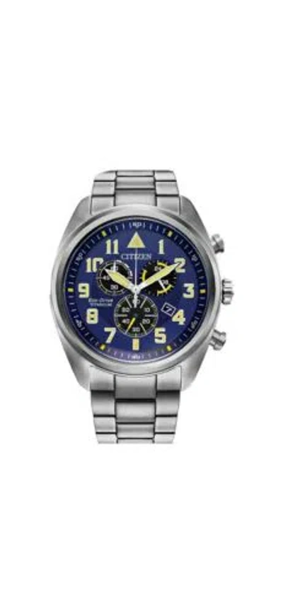 Pre-owned Citizen Men's  Garrison Super Titanium Pilot Chronograph Watch At2480-57l