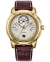 Citizen Men's Classic Calendrier Brown Leather Strap Watch 41.8mm In Brown