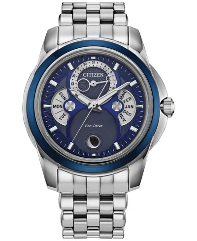 CITIZEN MEN'S CLASSIC CALENDRIER SILVER-TONE STAINLESS STEEL BRACELET WATCH 41.8MM
