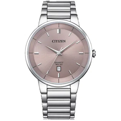 Citizen Men's Classic Pink Dial Watch In Silver