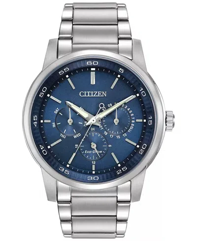 Citizen Men's Dress Eco-drive Stainless Steel Watch In Blue In Metallic