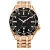 Citizen Sport Luxury Mens Rose Goldtone Stainless Steel Bracelet Watch Aw1773-55e In Gold