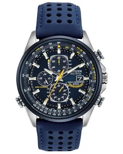 Pre-owned Citizen Men's Eco-drive Blue Angels World Chrono A-t Blue Strap Watch At8020-03l