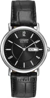 CITIZEN MEN'S ECO-DRIVE LEATHER WATCH IN BLACK